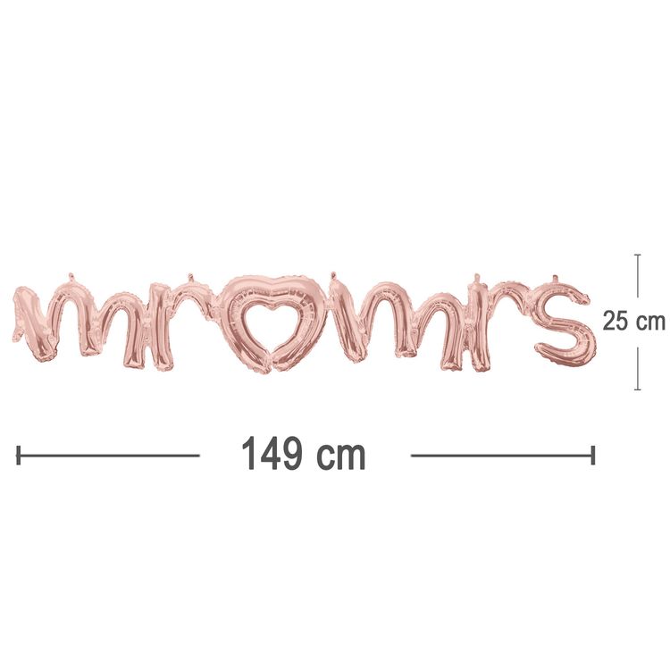 Mr & Mrs Folienballon Schriftzug Rose Gold 149 x 25 cm Herz Hochzeit Mr & Mrs Folienballon Schriftzug Rose Gold 149 x 25 cm Herz Hochzeit SALE Party-Zubehör Party-Deko Hochzeitsfeier