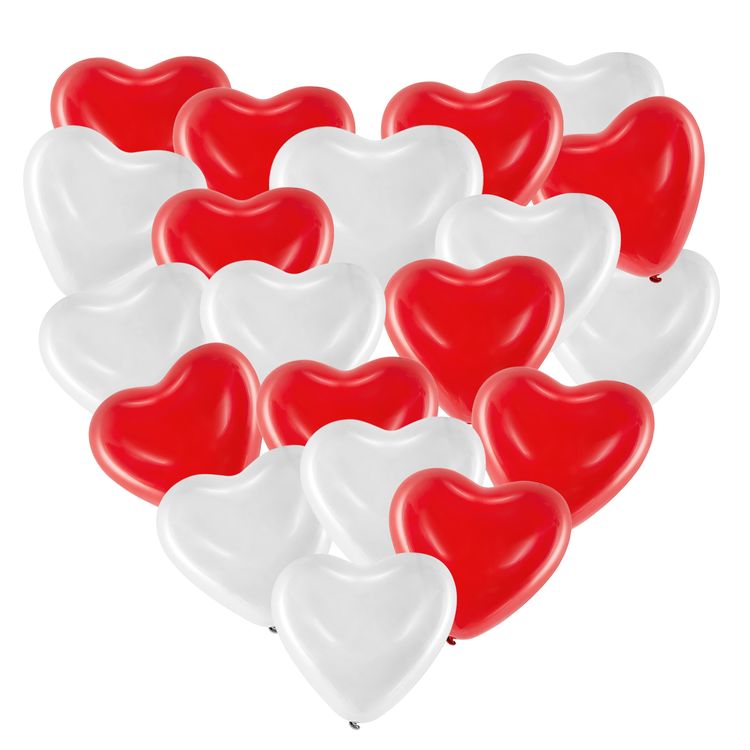 Herz Luftballons rot & weiß Ø 40,6 cm 20 Stück Ballon Hochzeit Verlobung Valentinstag Muttertag Liebeserklärung Wedding Hochzeits-Deko Ballons zur Trauung fliegen lassen Ballonflugkarten zur Hochzeit
