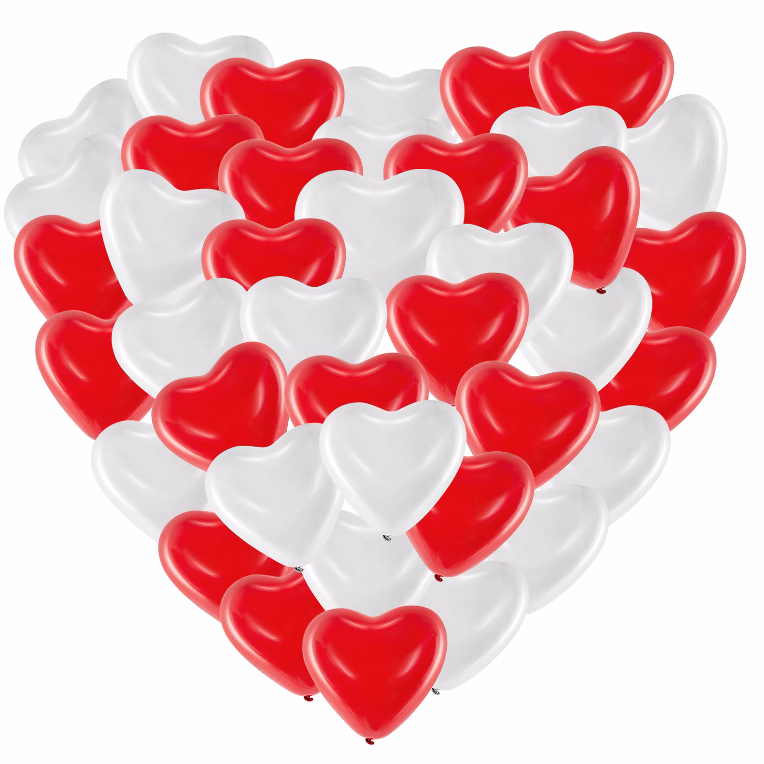 Rote & Weiße Herz Luftballons XXL 40 Stück Ø 40,6 cm Party-Deko Hochzeit Verlobung Muttertag Liebeserklärung Wedding Hochzeits-Deko Ballons zur Trauung fliegen lassen Ballonflugkarten zur Hochzeit