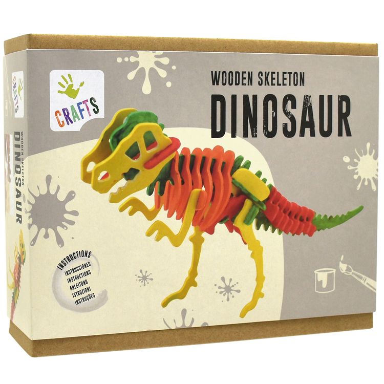 T-Rex Skelett für Kinder zum anmalen und zusammen bauen aus Holz Bastel-Set DIY Dinosaurier Knochen Skelett Geschenkidee Jungen Kinder Kreativ Dino Fossil zum Basteln