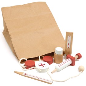 Arzt Koffer für Kinder Doktorkoffer aus Holz 6-tlg. Spielzeug Spritze Thermometer Stethoskop Arzenei Holz-Spielzeug Geschenk für Kinder Mädchen und Jungen