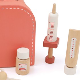 Arzt Koffer für Kinder Doktorkoffer aus Holz 6-tlg. Spielzeug Spritze Thermometer Stethoskop Arzenei Holz-Spielzeug Geschenk für Kinder Mädchen und Jungen