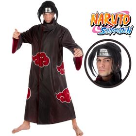 Itachi Deluxe Kostüm Naruto für Herren inkl. Perücke Gr. M-XL Manga Anime Mottoparty Fasching Karneval CosplayvGruppenkostüm