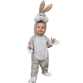 Bugs Bunny Kostüm Hase für Kinder 1-3 Jahre grau Tier Lizenz Fasching Karneval Mottoparty Kinderfasching Tierkostüm Hasenkostüm für Mädchen und Jungen Trickfigur Filmheld
