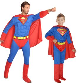 Superman Kostüm für Herren Gr. L-XL rot blau Superheld Fasching Karneval Mottoparty Filmheld Paarkostüm Gruppenkostüm Familienkostüm