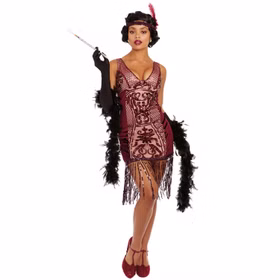Charleston Kostüm Deluxe Mrs. Gatsby für Damen Gr. S-XL Kleid rot mit Haarband 20er Jahre Babylon Berlin Fasching Karneval Mottoparty Paarkostüm Charleston Kostüm Deluxe Mrs. Gatsby für Damen Gr. S-XL Kleid rot mit Haarband 20er Jahre Babylon Berlin Fasching Karneval Mottoparty Paarkostüm