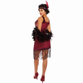 Charleston Kostüm Deluxe Mrs. Gatsby für Damen Gr. S-XL Kleid rot mit Haarband 20er Jahre Babylon Berlin Fasching Karneval Mottoparty Paarkostüm Charleston Kostüm Deluxe Mrs. Gatsby für Damen Gr. S-XL Kleid rot mit Haarband 20er Jahre Babylon Berlin Fasching Karneval Mottoparty Paarkostüm
