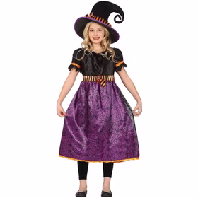 Hexen Kostüm Griselda Spinnenbein für Kinder 3-12 Jahre lila Halloween Hexenkleid Fasching Karneval Mottoparty Kindergeburtstag Kinderfasching