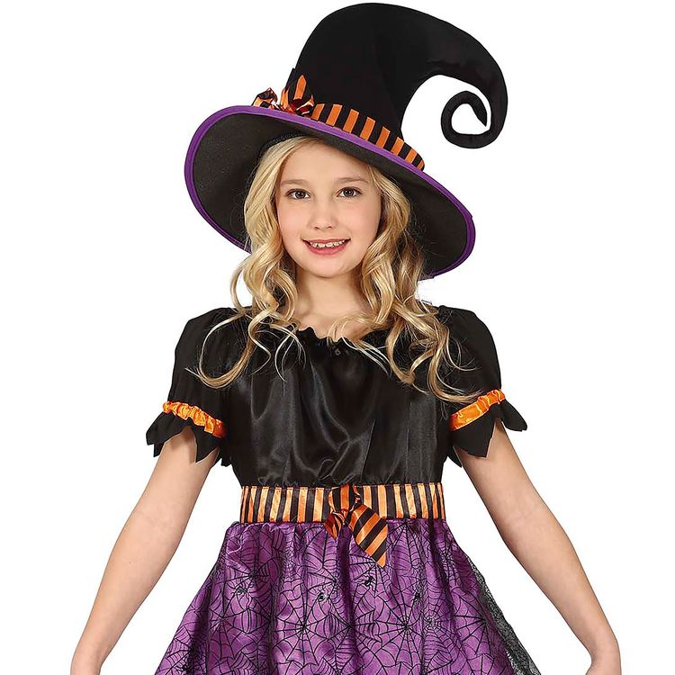 Hexen Kostüm Griselda Spinnenbein für Kinder 3-12 Jahre lila Halloween Hexenkleid Fasching Karneval Mottoparty Kindergeburtstag Kinderfasching