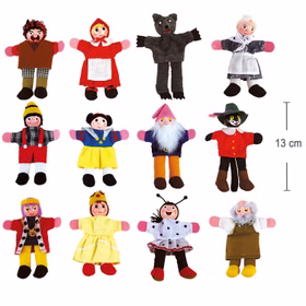 Hochwertige Märchen Fingerpuppen 12 Stück für Kasperletheater 13 cm groß für Kinder Spielzeug Fingerpuppen aus Holz und Stoff Kinder-Spielwaren Puppentheater Geschenkidee