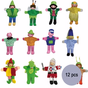 Hochwertige Fingerpuppen aus Holz 12 Stück Geschichten erzählen 13 cm  Kasperletheater  Spielzeug für Kinder Spielzeug Fingerpuppen aus Holz und Stoff Kinder-Spielwaren Puppentheater Geschenkidee