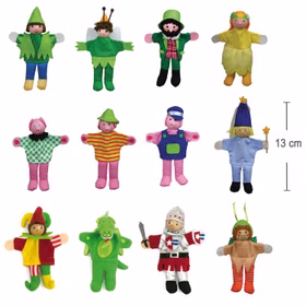 Hochwertige Fingerpuppen aus Holz 12 Stück Geschichten erzählen 13 cm  Kasperletheater  Spielzeug für Kinder Spielzeug Fingerpuppen aus Holz und Stoff Kinder-Spielwaren Puppentheater Geschenkidee