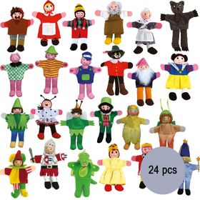 24 Fingerpuppen Deluxe aus Holz für Kasperletheater 13 cm Kinder Spielzeug Fingerpuppen aus Holz und Stoff Kinder-Spielwaren Puppentheater Geschenkidee Märchen Geschichten erzählen