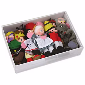 24 Fingerpuppen Deluxe aus Holz für Kasperletheater 13 cm Kinder Spielzeug Fingerpuppen aus Holz und Stoff Kinder-Spielwaren Puppentheater Geschenkidee Märchen Geschichten erzählen