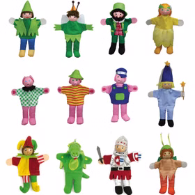 24 Fingerpuppen Deluxe aus Holz für Kasperletheater 13 cm Kinder Spielzeug Fingerpuppen aus Holz und Stoff Kinder-Spielwaren Puppentheater Geschenkidee Märchen Geschichten erzählen
