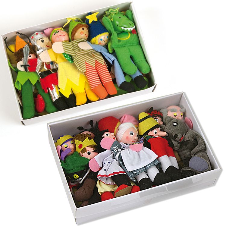 24 Fingerpuppen Deluxe aus Holz für Kasperletheater 13 cm Kinder Spielzeug Fingerpuppen aus Holz und Stoff Kinder-Spielwaren Puppentheater Geschenkidee Märchen Geschichten erzählen