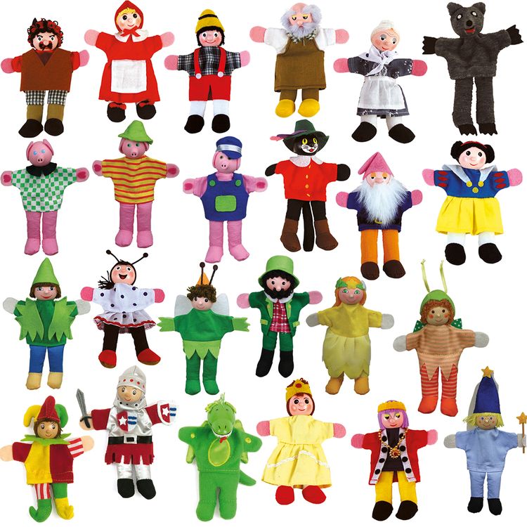 24 Fingerpuppen Deluxe aus Holz für Kasperletheater 13 cm Kinder Spielzeug Fingerpuppen aus Holz und Stoff Kinder-Spielwaren Puppentheater Geschenkidee Märchen Geschichten erzählen