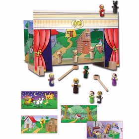 Magnetisches Holz-Puppentheater mit 15 Figuren und 4 Märchen zum Spielen hochwertiges Holz-Spielzeug Spielwaren für Kinder Geschenkidee 
