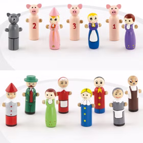 Magnetisches Holz-Puppentheater mit 15 Figuren und 4 Märchen zum Spielen hochwertiges Holz-Spielzeug Spielwaren für Kinder Geschenkidee 