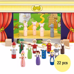 Magnetisches Holz-Puppentheater mit 15 Figuren und 4 Märchen zum Spielen hochwertiges Holz-Spielzeug Spielwaren für Kinder Geschenkidee 