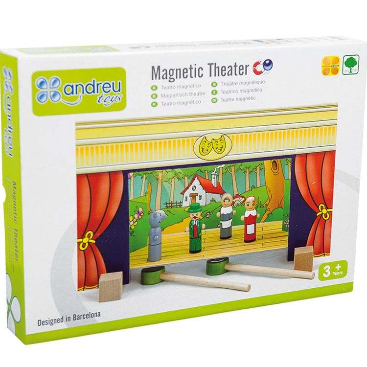 Magnetisches Holz-Puppentheater mit 15 Figuren und 4 Märchen zum Spielen hochwertiges Holz-Spielzeug Spielwaren für Kinder Geschenkidee 
