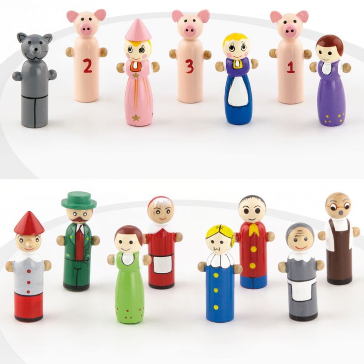 Magnetisches Holz-Puppentheater mit 15 Figuren und 4 Märchen zum Spielen hochwertiges Holz-Spielzeug Spielwaren für Kinder Geschenkidee 