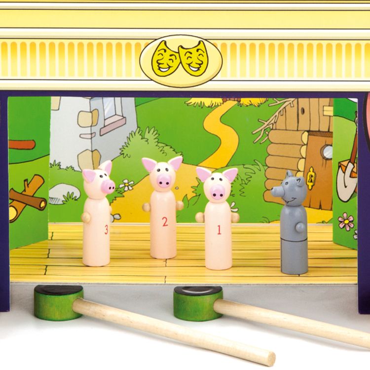 Magnetisches Holz-Puppentheater mit 15 Figuren und 4 Märchen zum Spielen hochwertiges Holz-Spielzeug Spielwaren für Kinder Geschenkidee 