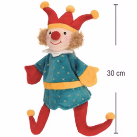 Handpuppe Kasperle 30 cm Zubehör für Puppen- und Kasperletheater Plüschpuppe für Kinder Geschenkidee Märchen Handpuppe Kindergarten
