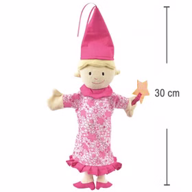 Handpuppen-Set 7 Stück 24-30 cm Puppen-Zubehör für Puppen- und Kasperletheater Plüschpuppe für Kinder Geschenkidee Märchen Handpuppe Kindergarten Handpuppe gute Fee mit Maßangaben Länge von 30 Zentimeter