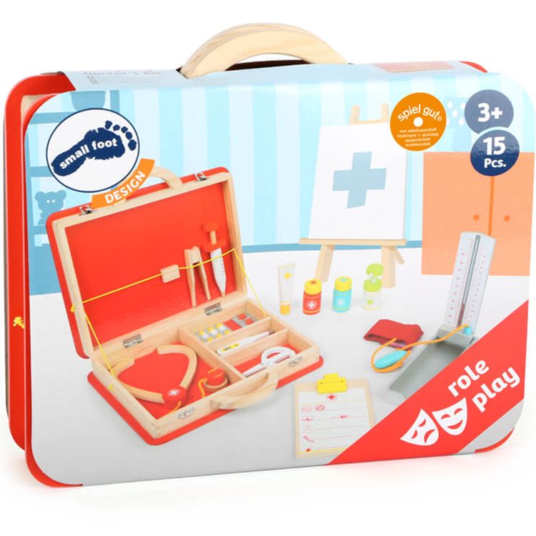 Arztkoffer Notarztkoffer aus Holz für Kinder inkl. 14-tlg. Zubehör Arztkoffer Notarztkoffer aus Holz für Kinder mit 14-tlg. Zubehör Stethoskop Fieberthermometer Medizin und Spritze Holz-Spielzeug für Kinder ab 3 Jahre Rollenspiel Geschenkidee Geburtstag Weihnachten
