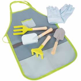 Schürze für Kinder Gartenschürze mit Werkzeugen & Handschuhen Kinder-Gartenschürze mit Brusttasche, Gartenhandschuhen und vier Gartengeräten Spaten Harke Schaufel Blumengabel Holz-Spielzeug Schürze für Kinder Gartenschürze mit Werkzeugen & Handschuhen Kinder-Gartenschürze mit Brusttasche, Gartenhandschuhen und vier Gartengeräten Spaten Harke Schaufel Blumengabel Holz-Spielzeug