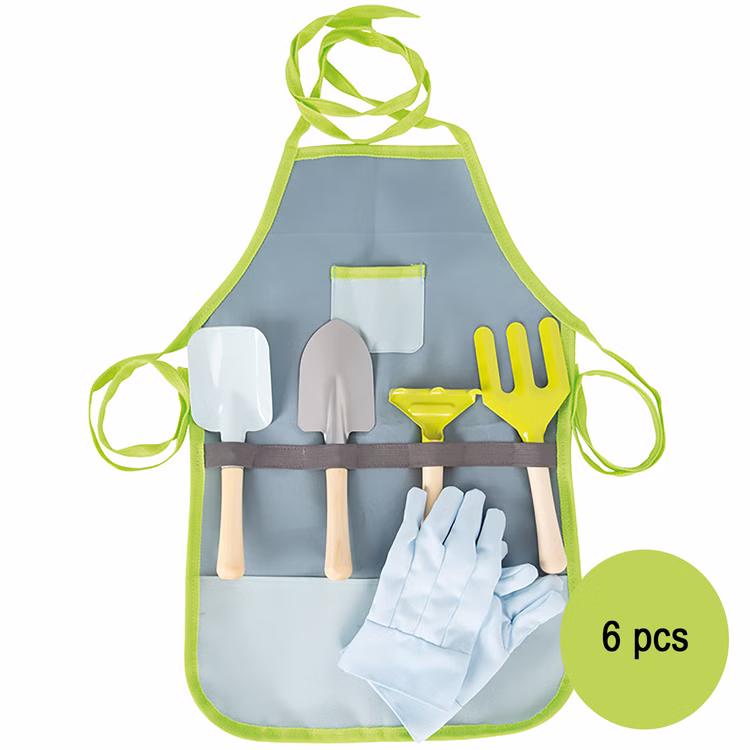 Schürze für Kinder Gartenschürze mit Werkzeugen & Handschuhen Kinder-Gartenschürze mit Brusttasche, Gartenhandschuhen und vier Gartengeräten Spaten Harke Schaufel Blumengabel Holz-Spielzeug Schürze für Kinder Gartenschürze mit Werkzeugen & Handschuhen Kinder-Gartenschürze mit Brusttasche, Gartenhandschuhen und vier Gartengeräten Spaten Harke Schaufel Blumengabel Holz-Spielzeug
