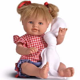 Puppe Emilia 47 cm mit blonden Haaren Zöpfen und Bekleidung Spielzeug Spielwaren Spielpuppe Anziehpuppe Jungen-Puppe Geschenk Geburtstag Weihnachten