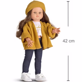 Puppe Nane 42 cm mit langen braunen Haaren zum Frisieren & Bekleidung Spielzeug Spielwaren Spielpuppe Anziehpuppe Jungen-Puppe Geschenk Geburtstag Weihnachten Puppe zum kämen und frisieren