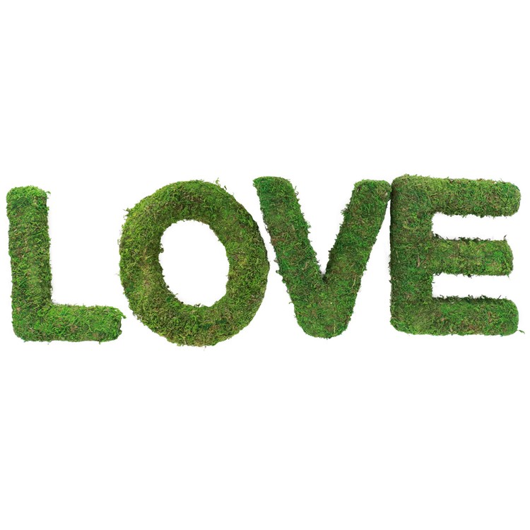 Love Schriftzug grün aus Moosgummi 4 Deko-Buchstaben Hochzeit Tischdeko Geburtstag Valentinstag Party-Deko rustikal Vintage Natur