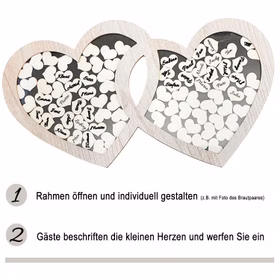 Gästebuch Hochzeit Holz Doppelherz Bilderrahmen mit 85 Herzen zum Beschriften personalisierte Geschenkidee Hochzeit Geburtstag Brautpaar Bilderrahmen Hochzeitsfeier Gästebuch Hochzeit Holz Doppelherz Bilderrahmen mit 85 Herzen zum Beschriften personalisierte Geschenkidee Hochzeit Geburtstag Brautpaar Bilderrahmen Hochzeitsfeier