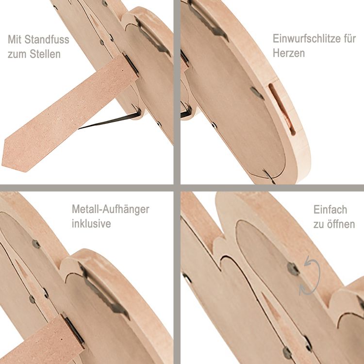 Gästebuch Hochzeit Holz Doppelherz Bilderrahmen mit 85 Herzen zum Beschriften personalisierte Geschenkidee Hochzeit Geburtstag Brautpaar Bilderrahmen Hochzeitsfeier