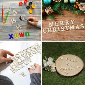 Unbearbeitete Holz Buchstaben & Zahl 120 Stück Deko DIY Basteln Heimwerken Geschenkidee Weihnachten Basteln mit Holz 