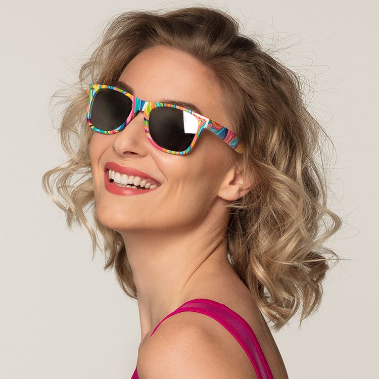 Partybrille bunt 90er Jahre Retro-Brille Kostüm-Zubehör Fasching Mottoparty Accessoire Sonnenbrille Regenbogen Rainbow mehrfarbig Party-Zubehör für Damen und Herren