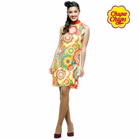 Chupa Chups Kostüm 70er Jahre Flower Power Anja für Damen Gr. S-XL Kleid bunt Hippie-Kostüm Fasching Karneval Mottoparty Schlagermove Chupa Chups Kostüm 70er Jahre Flower Power Anja für Damen Gr. S-XL Kleid bunt Hippie-Kostüm Fasching Karneval Mottoparty Schlagermove