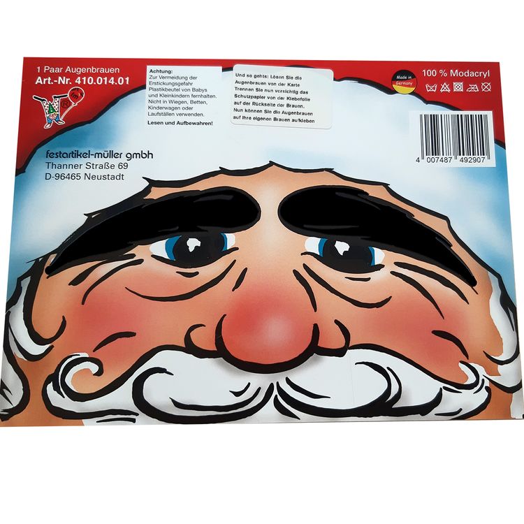 Augenbrauen schwarz für Knecht Ruprecht Kostüm 7 cm Kostüm-Zubehör Accessoire Opa-Kostüm Frida Kahlo Kostüm Fasching Karneval Mottoparty