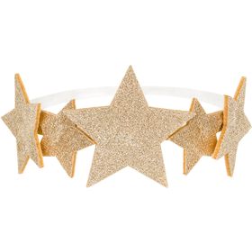 Haarreif Glitzer Sternchen für Kinder gold Durchmesser 12 cm Kopfschmuck Kostüm-Zubehör Prinzessin Fee Kinder-Geburtstag Fasching Karneval Sterntaler Weihnachten