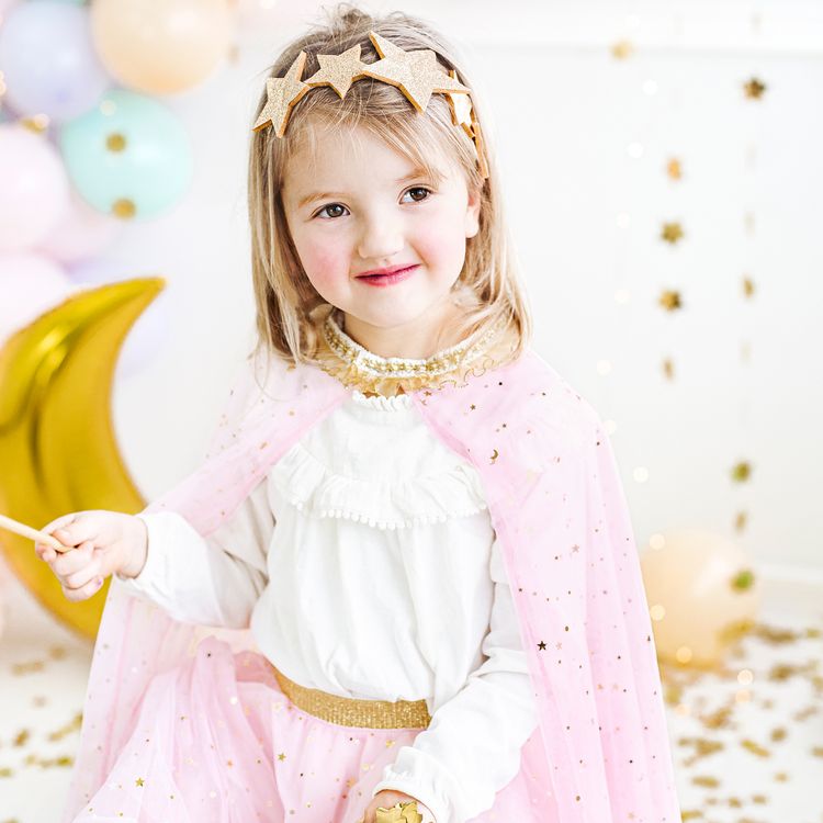 Haarreif Glitzer Sternchen für Kinder gold Kostüm-Zubehör Haarreif Glitzer Sternchen für Kinder gold Durchmesser 12 cm Kopfschmuck Kostüm-Zubehör Prinzessin Fee Kinder-Geburtstag Fasching Karneval Sterntaler Weihnachten