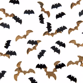 Halloween Fledermaus Konfetti Schwarz Gold 15 g Tischdeko Partydeko SALE Halloween-Party Mottoparty Hexen-Party Accessoire Fledermaus Halloween-Deko Tischdeko Verteilte Fledermaus-Konfetti in Schwarz und Gold als dekorative Streudeko für Halloween-Partys und Gruselabende.