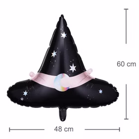 Hexenhut Folienballon Magic Halloween 60 x 48 cm Party-Deko Tischdeko Halloween Geburtstag Mottoparty Fasching Karneval Walpurgisnacht Hexlein Halloween-Deko Hexe
