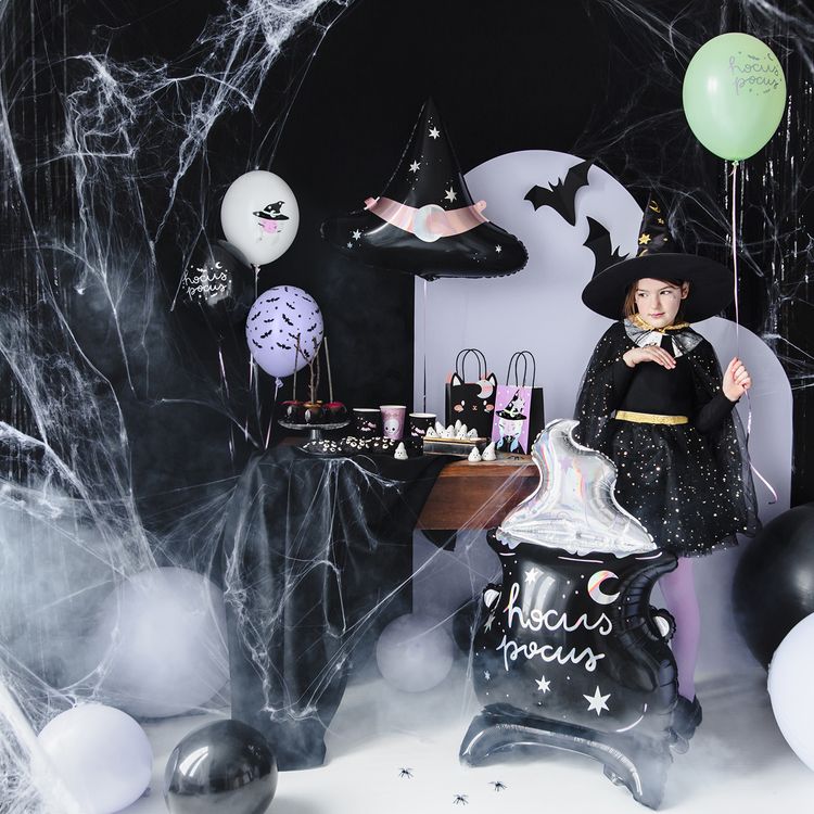 Hexenhut Folienballon Magic Halloween 60 x 48 cm Party-Deko Tischdeko Halloween Geburtstag Mottoparty Fasching Karneval Walpurgisnacht Hexlein Halloween-Deko Hexe