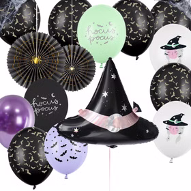 XXL Hexen Luftballon Party-Set Halloween Spiders & Bats Deko-Zubehör Mottoparty Fasching Karneval Dekoration Hexen-Party Walpurgisnacht Kinder-Fasching Tischdeko