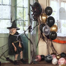 Halloween Kostüm Hexe Lena für Kinder 3-7 Jahre schwarz-gold Kostüm-Zubehör Fasching Karneval Mottoparty Kinderfasching Kinder-Geburtstag