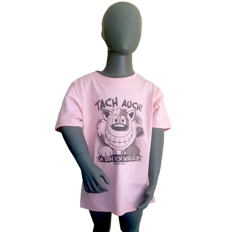 Kinder T-Shirt Rosa Gr. 122-164 mit Spruch & Motiv Kinder-Bekleidung Tach auch Da bin ich wieder Unisex-Kinder-Bekleidung Geschenkidee für Mädchen und Jungen SALE