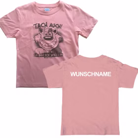 Kinder T-Shirt Rosa Gr. 122-164 mit Spruch & Motiv und Wunschname Kinder-Bekleidung Tach auch Da bin ich wieder Unisex-Kinder-Bekleidung Geschenkidee für Mädchen und Jungen SALE
